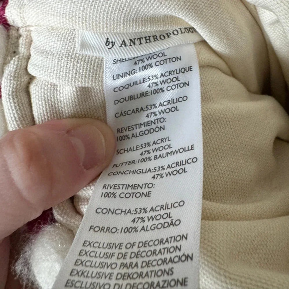 Anthropologie Holidays Stocking Wilma Christmas home decor wool Raspberry pompom - Picture 4 of 5